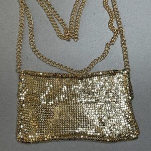 Flirty Golden Mesh Bag with an Extra Long 27" Gold Tone Chain it has a Studio 54